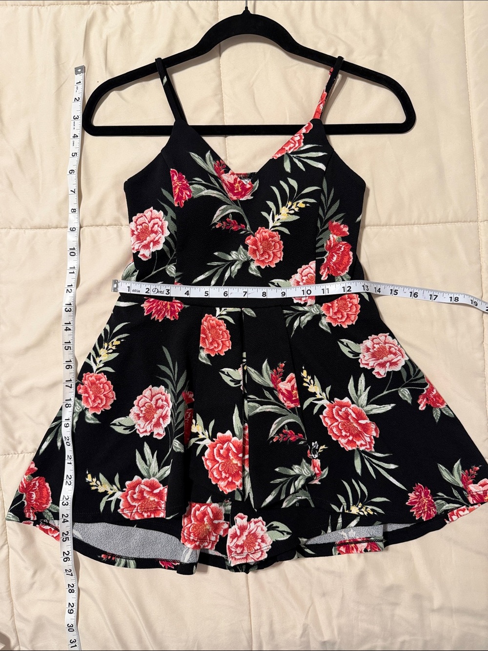 No Boundaries Black Floral Spaghetti-Strap Sundress - Picture 3 of 8